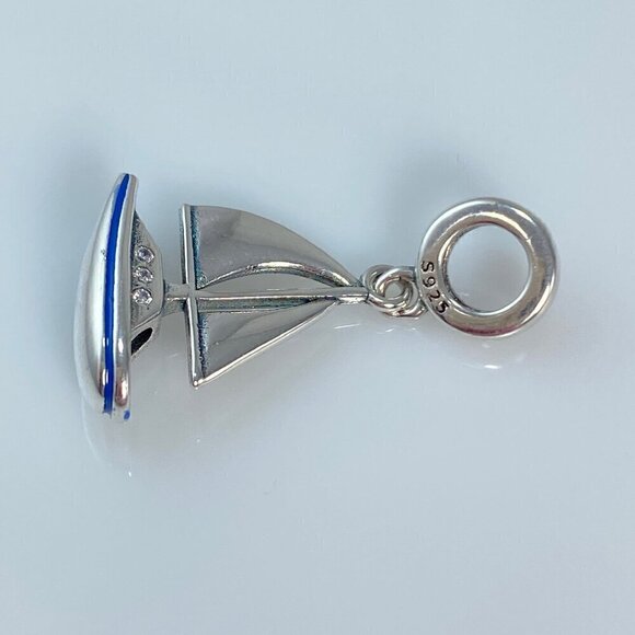 Sterling Silver Silver Sailboat with Blue Enamel Stripe - Picture 7 of 7